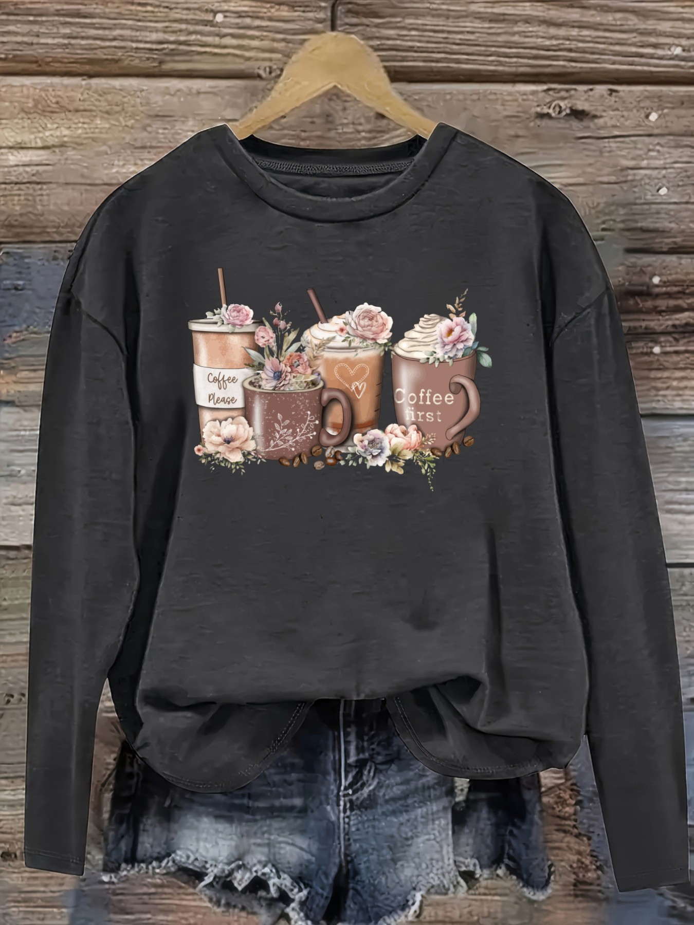 Camiseta Casual de Manga Larga - Coffee&Tea House Menu reseña y precio