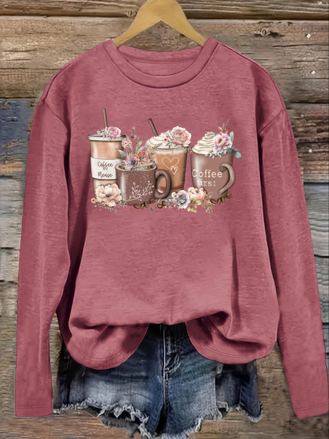 Camiseta Casual de Manga Larga - Coffee&Tea House Menu reseña y precio