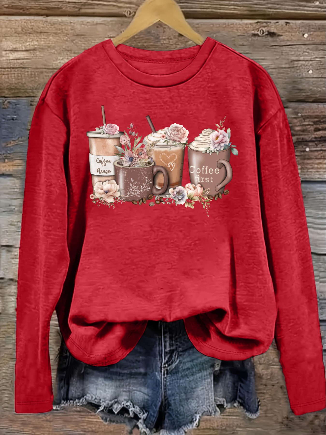 Camiseta Casual de Manga Larga - Coffee&Tea House Menu reseña y precio