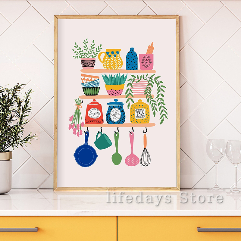Estantes de cocina coloridos,  - Coffee Tea Picture reseña y precio