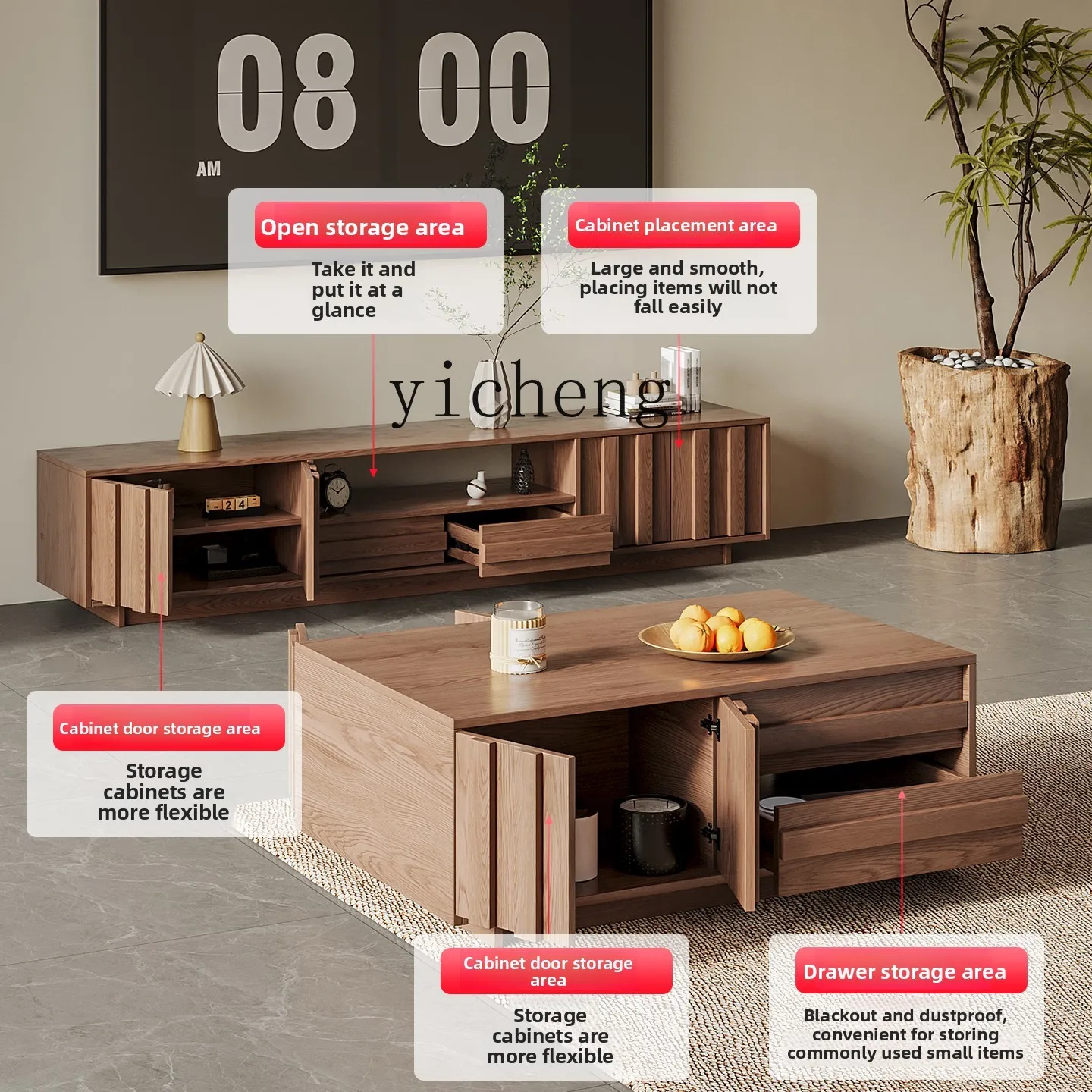 Mueble de TV de madera maciza  - Coffee&Tea House Menu reseña y precio